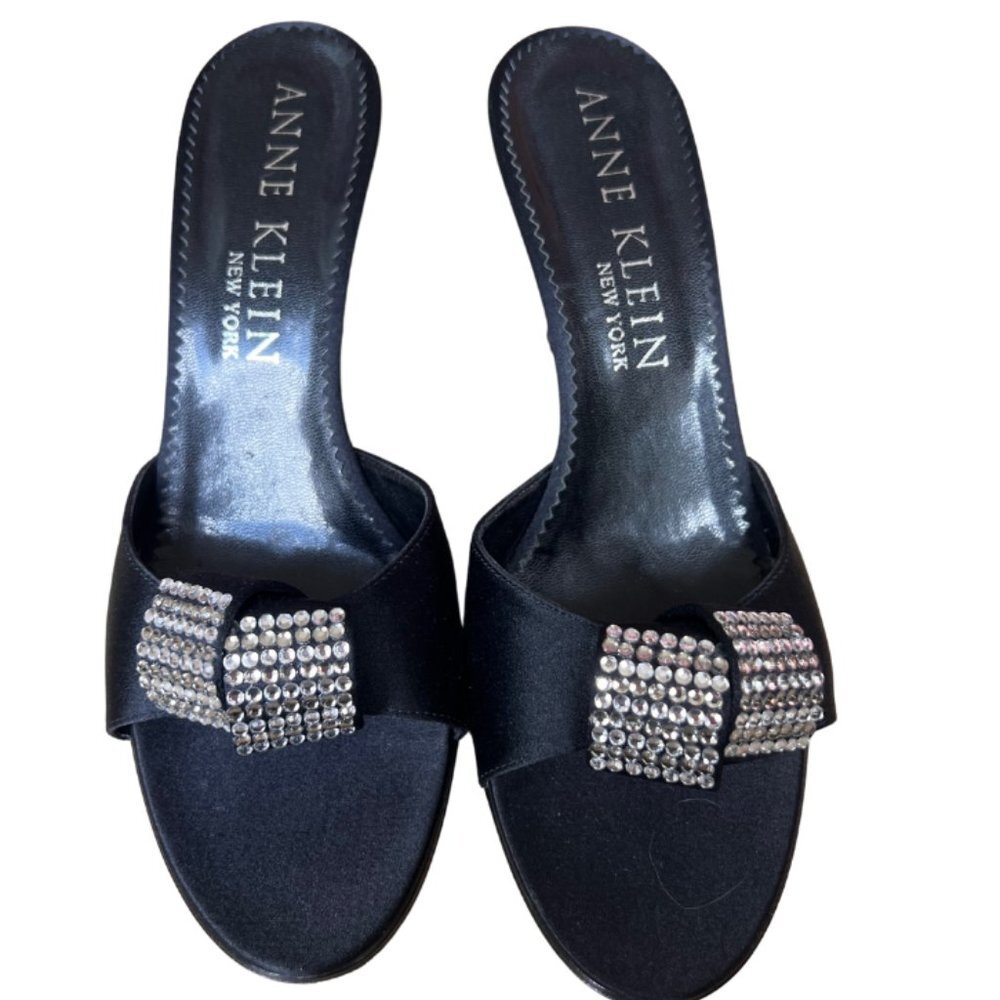 Vintage Ann Klein New York Black Satin Heels